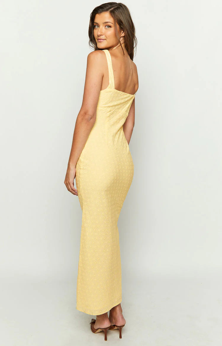 Evilia Yellow Midi Dress