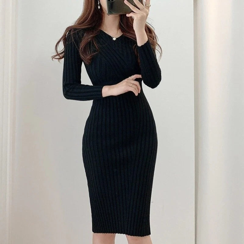 Cozy Upgrade Ribbed Bodycon Midi Dress