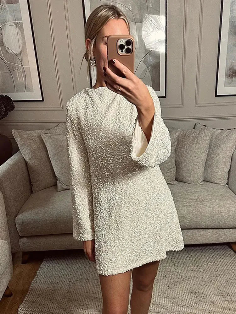 Forever Tied Sequin Tie-Back Mini Dress