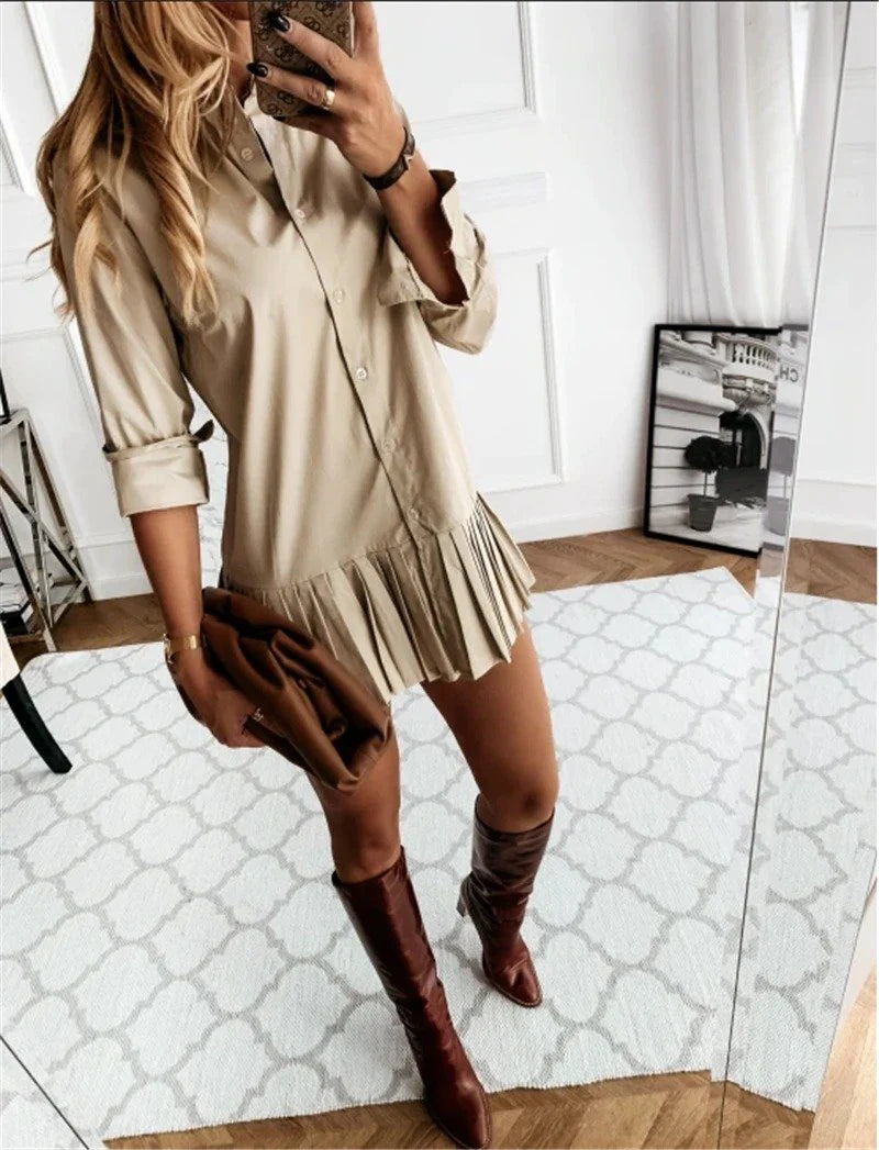 Mini Pleated Shirt Dress