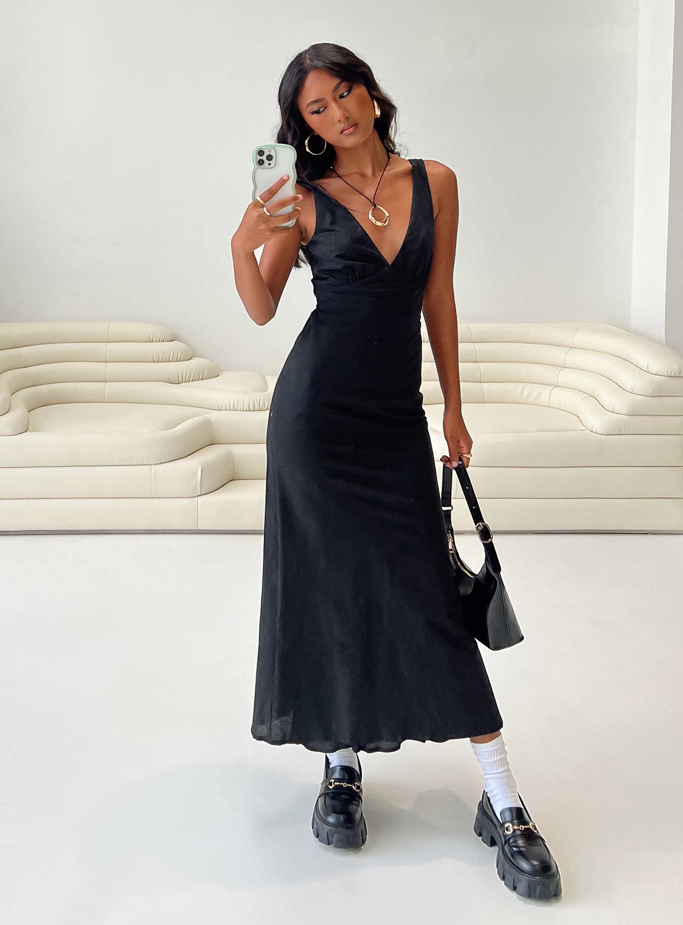 Nellie Maxi Dress Black Linen