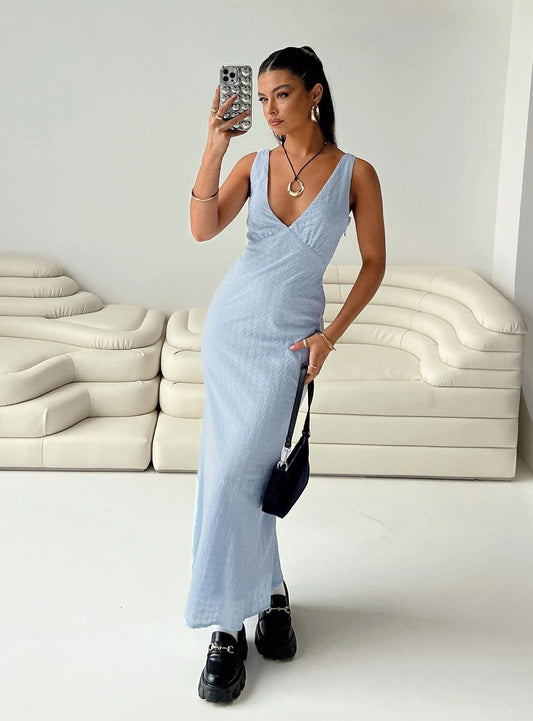 Nellie Anglaise Maxi Dress Blue