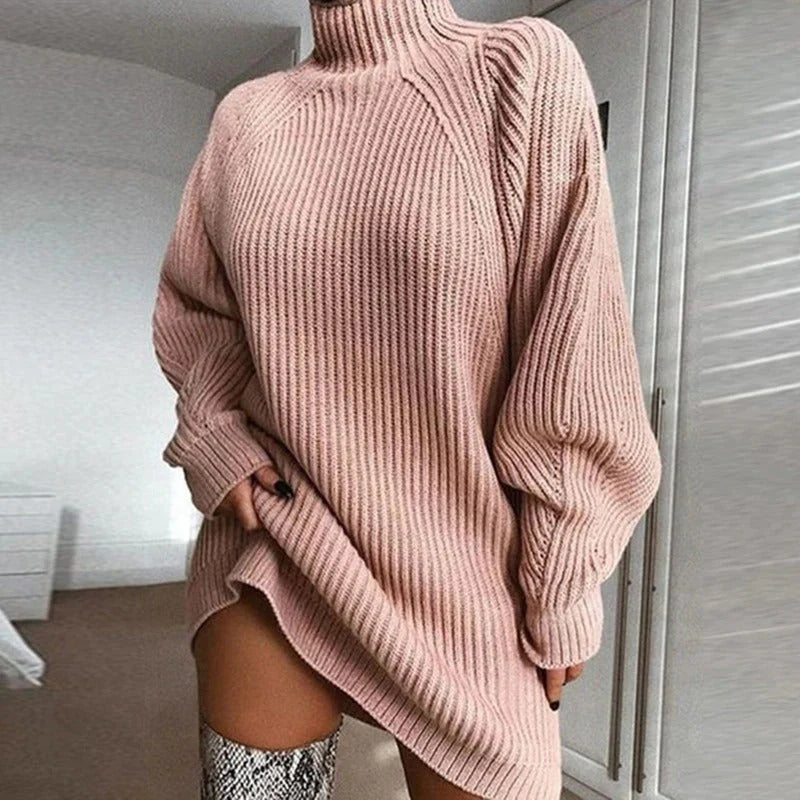 Snuggle Up Mock Turtleneck Mini Sweater Dress