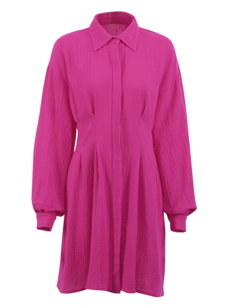 Totally Love Pleated Pink Shirt Dress