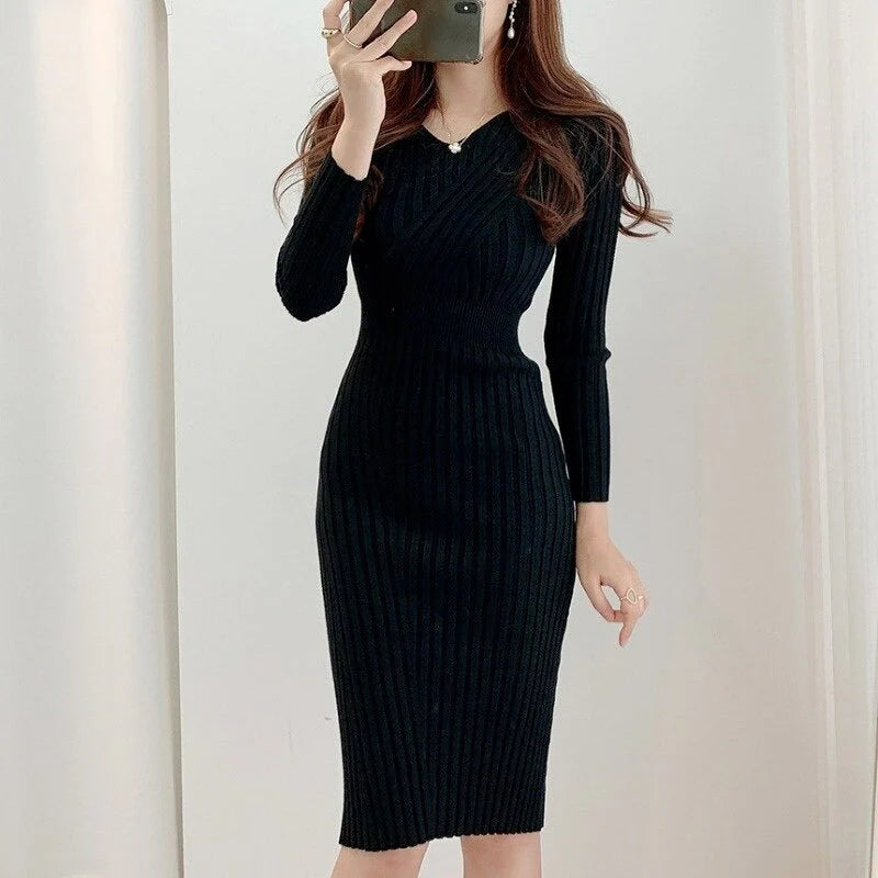 Cozy Upgrade Ribbed Bodycon Midi Dress