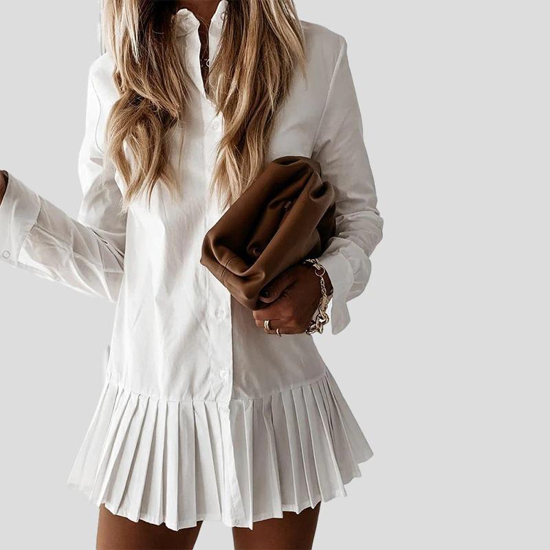 Mini Pleated Shirt Dress