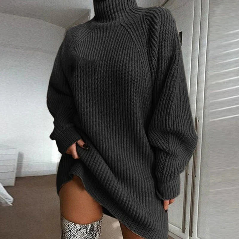 Snuggle Up Mock Turtleneck Mini Sweater Dress