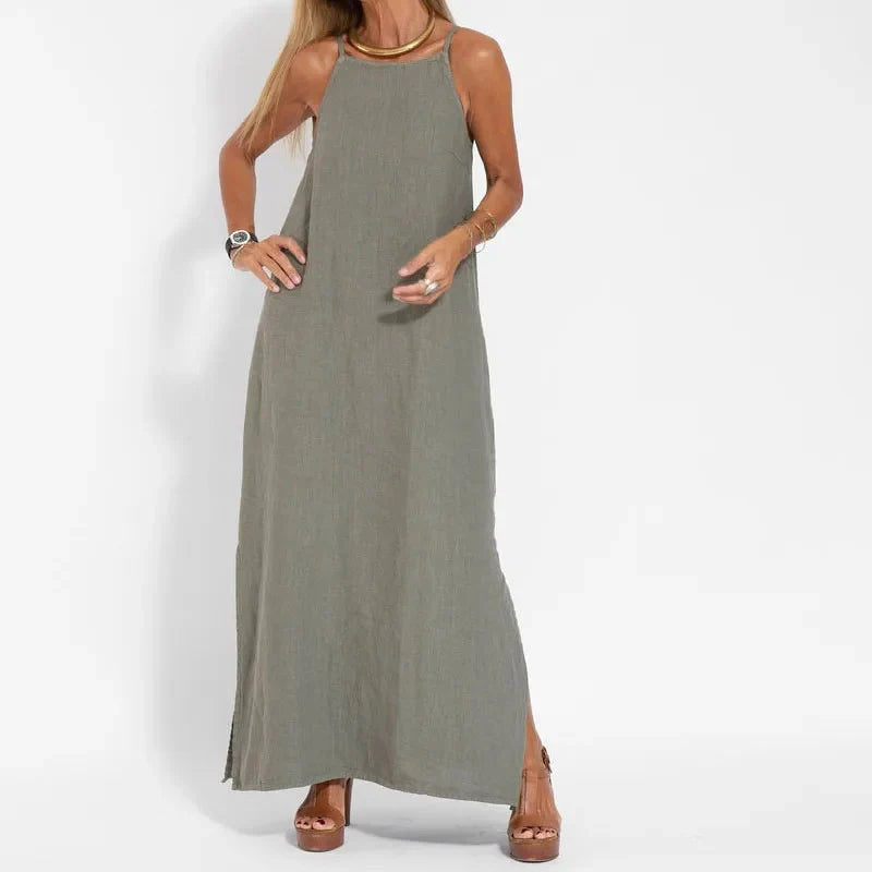 Spring Essence Sleeveless Side Slits Maxi Dress